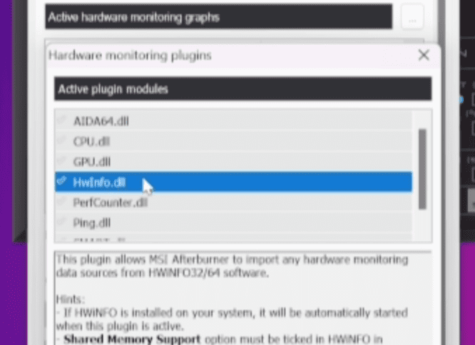 Link HWInfo to MSI Afterburner