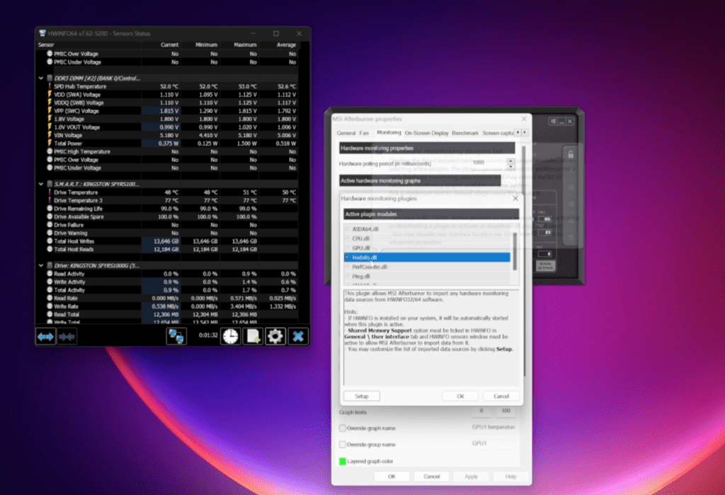 Link HWInfo to MSI Afterburner
