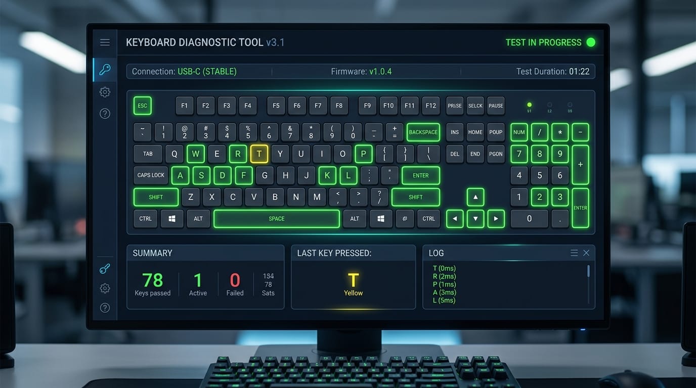 Keyboard test interface in PCTester Pro